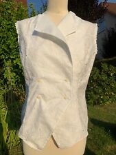 Ärmellose Bluse mit Plauener Spitze weiß aus DDR Zeiten Größe m88