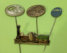 4 Ansteck-PINs / -Nadeln, 2 x DLRG, Jugendschwimmschein, Eisenbahn