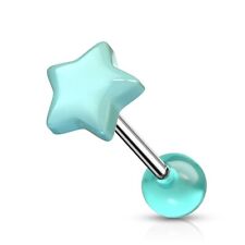 Zungen Piercing Stab Edelstahl Chirurgenstahl 316L 16mm Fluoreszierend,Stern