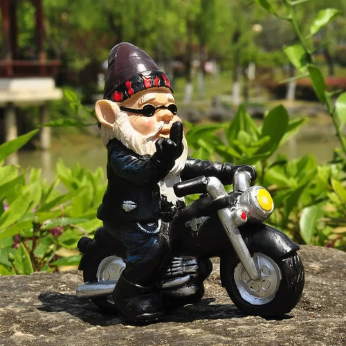 Biker zwerg gartenfigur - zwerg,