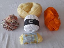 Handstrickgarn - Sammelsurium in den Farben gelb, orange, weiß, bunt