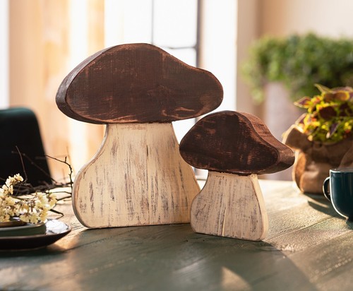 Holzdeko steinpilz 2er - 2er, set