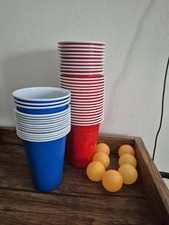 Bierpong Set 42 Becher Rot Blau 7 Bälle Bierpong Spiel Plastikbecher Trinkspiel