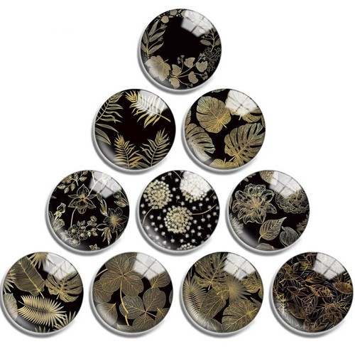 10x glas cabochons schwarz - glas,