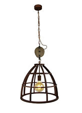 LED Pendel Leuchte Esszimmer Leuchte Hängelampe Rostfarbend Metall Holz E27