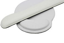 Set Mauspad und Handballenauflage für Tastatur oder Notebook Kunstleder Weiß