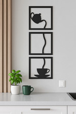 Modernes 3er Bilder-Set Wanddekoration – leichte Kunststoff-Deko in Schwarz