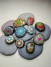 Schnäppchen! 10 Mandala-Steine, Weihnachtsgeschenk, Deko, handbemalt, Naturstein