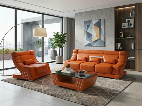 Leder sofa set modern - leder, 3+1
