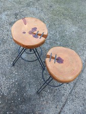 Tony Twister – Handmade Industrie-Design Hocker aus Metall mit Holzsitz in schwa