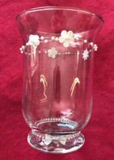 5 X Windlicht Glas / Blumenvase LEA klar, 20cm, Ø14  - m Glitzer/Perlen