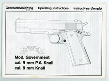 Bedienungsanleitung IWC Mod. GOVERNMENT Pistole Cal. 9mmPA 8mm Knall Manual (678