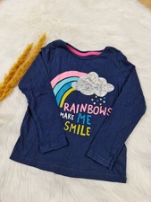 °Englandmode Marks&Spencer Shirt Langarm Blau Aufdruck Mädchen 98/104 3-4 Jahre°