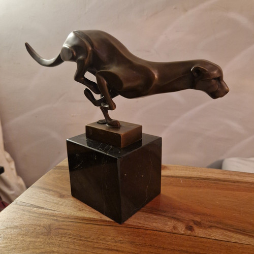 Gepard skulptur bronze - gepard,