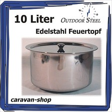 Edelstahl Feuertopf 10 l Gulaschkessel Fisch-Kessel Hordentopf Topf