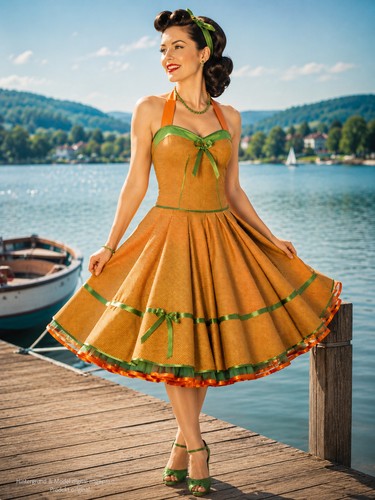Petticoatkleid minikaro orange - petticoatkleid,