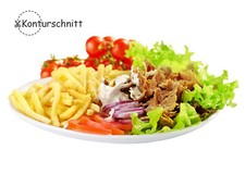 1x Imbisswagen / Schaufenster Aufkleber Imbiss Döner Pommes Salat versch. Größen