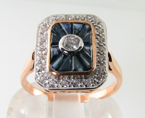 Roségold saphir diamant - 9k,