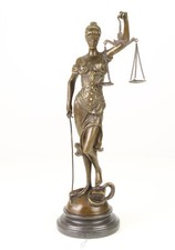 Bronze Figur Skulptur Bronzestatue Justitia mit Waage und Schwert 39,5 cm