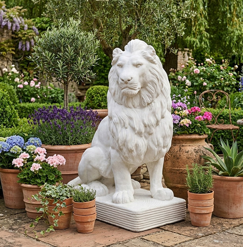 Steinfigur löwe 140 cm - löwe,