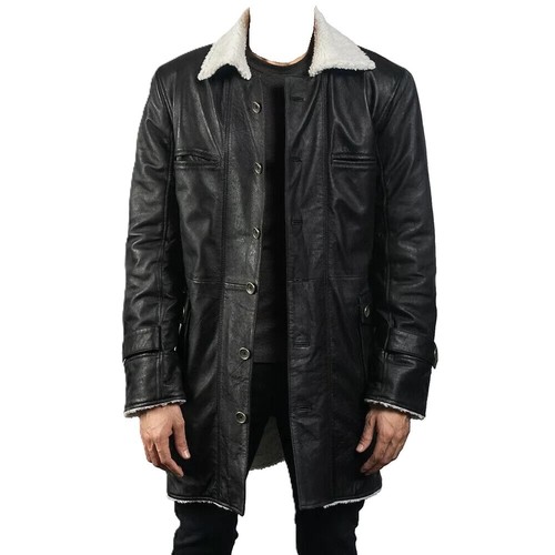 Herren schwarz trenchcoat echt - herren,