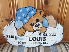 Kleine LED Teddy Schlummerlicht Lampe Nachtlicht Windeltorte NEU Geburtsdaten 