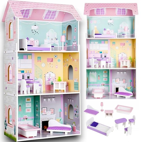 Premium puppenhaus aus holz - puppenhaus,