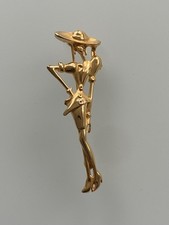 Vintage Brosche, Anstecknadel, Figur, Dame, Hut, Mode
