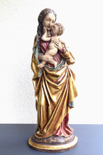 Beeindruckende Holz Figur Madonna Mutter Gottes Heiligenfigur Holzfigur  62 cm