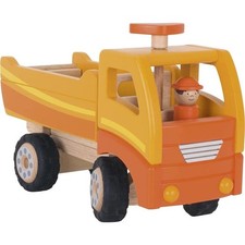 Kipplastwagen orange Goki Fahrzeug Holzauto Kinder Holz Spielzeug Spielauto NEU