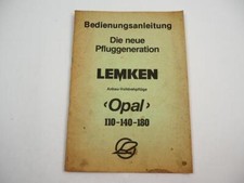 Lemken Opal 110 140 180 Volldrehpflug Betriebsanleitung Ersatzteilliste 1980er J