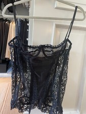 Coraline Lady Paris Black Strap Korsett Korsage EU36 Dessous Edel Spitze Lace