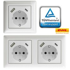 Steckdose mit USB-A &USB-C, 3.400 mA, passend für Gira 55, JUNG AS 500, Weiß,DE