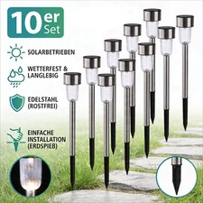 10x Solarleuchten Edelstahl