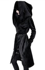 Restyle Plüsch weicher Samt Kapuzenjacke Wickelmantel Reaper gothic wicca hexe