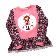 Handmade Mädchen Langarm Long Sweatshirt-Tunika DIY Gr 134 Hängerchen.