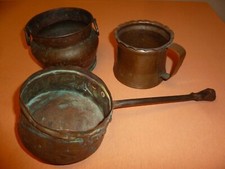 Kupferkonvolut, 3 Gefäße, alt