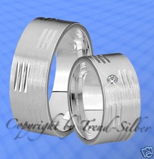 2 Silber 925 er  Eheringe Trauringe mit 1 Zirkonia Stein , inklusiv Gravur J49-1