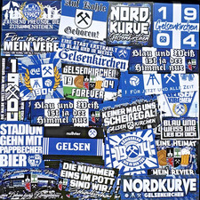100 x Schalke Aufkleber inspiriert von Fahne Flagge Sticker Gelsenkirchen 04 