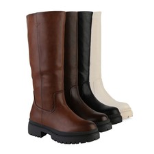 Damen Leicht Gefütterte Plateaustiefel Stiefel Profil-Sohle 839581 Schuhe 