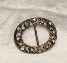 Schöne alte Gürtelschnalle 4,8 cm Metall filigran mit Steinen Vintage Dekorativ 