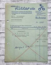 1955 Ritter Fahrzeugteile Radio Fahrrad Heinzelmann Schiltach Rechnung Vintage