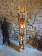 Windlicht Unikat aus altem Holzbalken Holz Deko Stele Skulptur Laterne 111 cm
