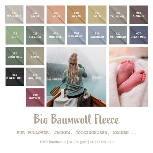 Bio baumwollfleece stoff - bio,