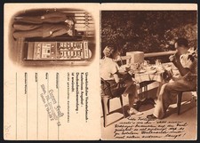 Klapp-AK Reklame für Elektrozeit-Automaten der Telefonbau und Normalzeit GmbH 