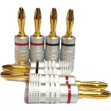 8x Bananenstecker Rot + Schwarz Lautsprecherkabel Boxen Adapter 24k Vergoldet KG
