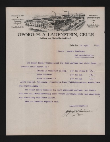Celle brief 1929 georg - brief, h.