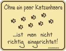 Blechschild Ohne ein paar Katzenhaare.... 17x22cm NEU Katze Katzen