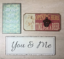 Deko Wandschilder 3 Stück, teils aus Holz