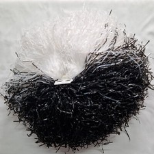 schwarz weiß Pompon Pompom Tanzwedel Puschel Party Cheerleading Fasching